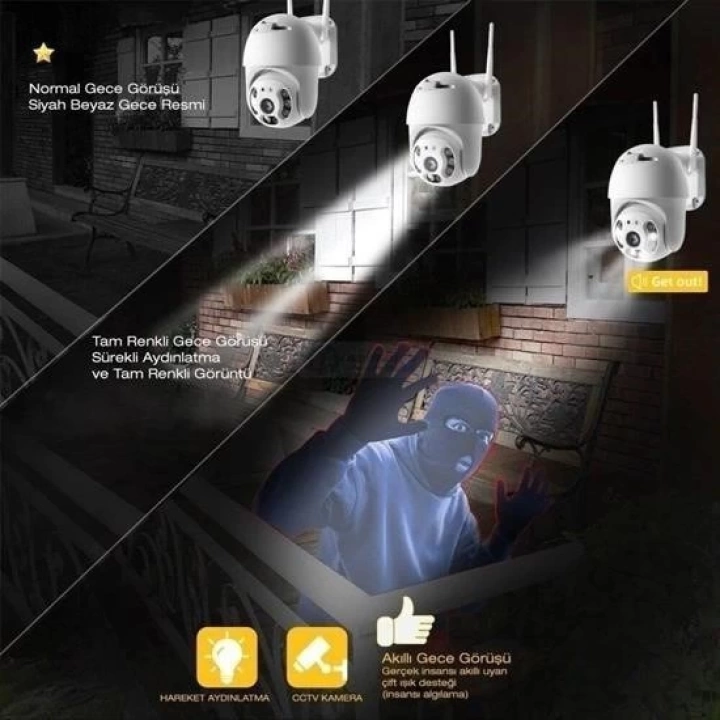 BFS  20 MP HD Lens İç Dış Mekan Suya Danıklı IP Wifi Network Güvenlik Kamerası Wifi Kamera