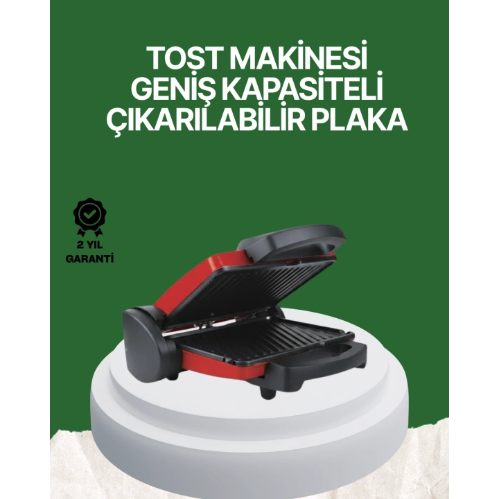 BFS 2000 Watt Teflon Tost Makinesi – Geniş Plaka, Ayarlanabilir Isı, Kolay Temizlik