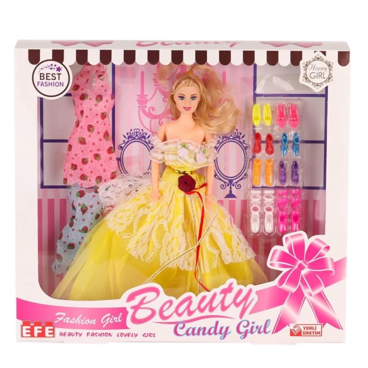 BFS   207 Ayakkabı Setli Candy Girl Bebek -Efe Toys