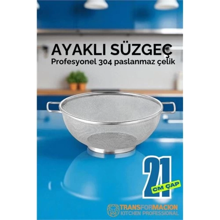 BFS  21 cm Süzgeç - Makarna Süzgeci Pirinç Meyve Süzgeci 304 Paslanmaz Çelik