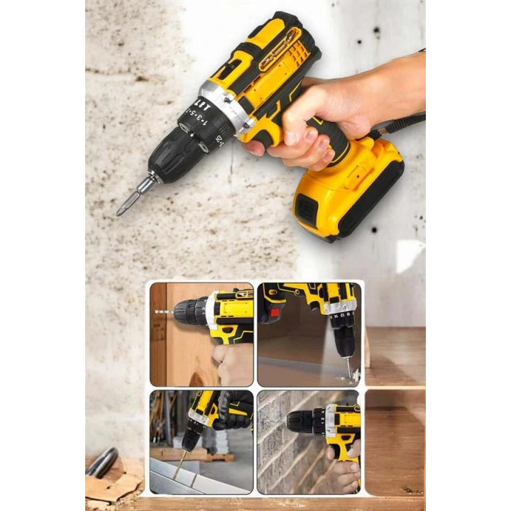 BFS 24 Parça Çift Bataryalı Şarjlı Matkap Seti 24W Motor ve Otomatik Mil Kilitli Tasarım