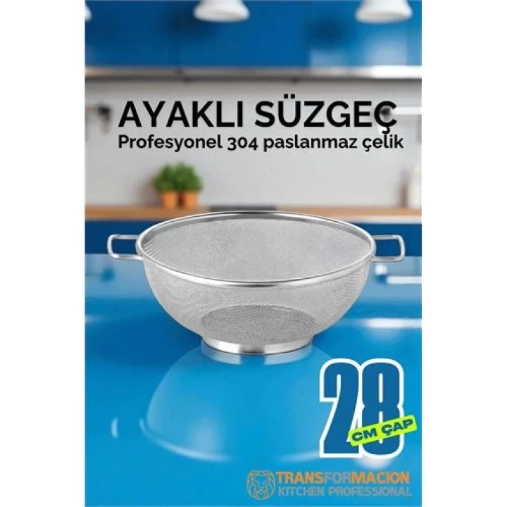 BFS  28 cm Süzgeç - Makarna Süzgeci Pirinç Meyve Süzgeci 304 Paslanmaz Çelik