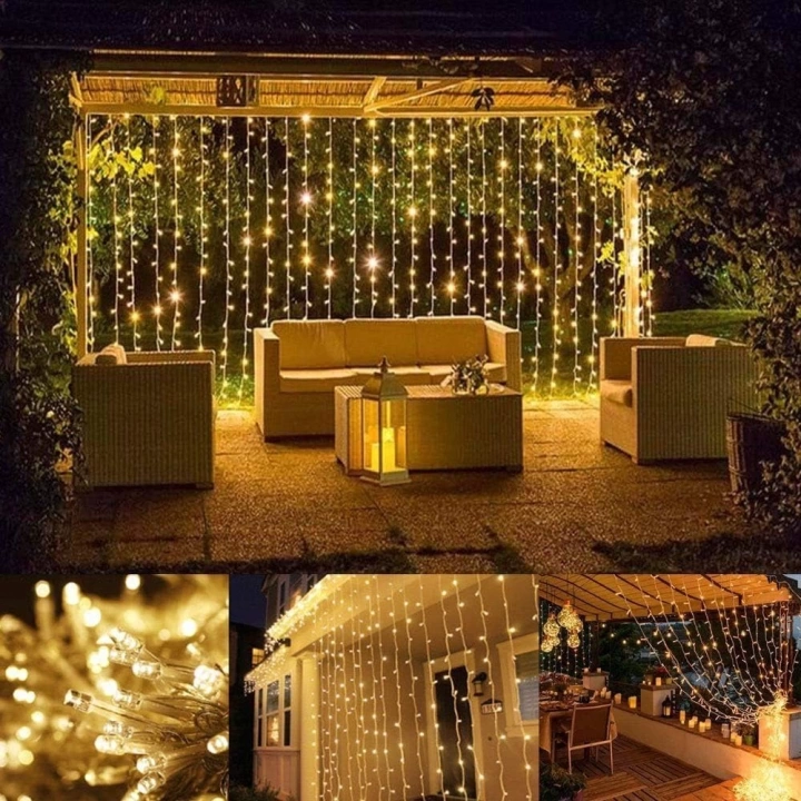 BFS 2x2 Perde Led Sarı Işık Plastik Kancalı