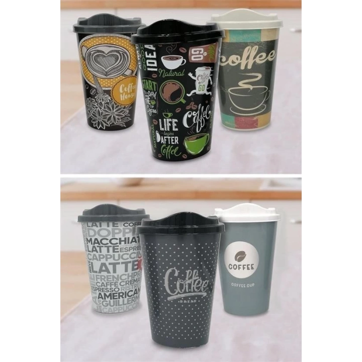 BFS  3 Adet Kahve Bardağı Seti Dekoratif Plastik Kahve Muhafaza Bardağı
