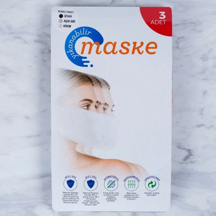 BFS  3 Adet Yıkanabilir Maske