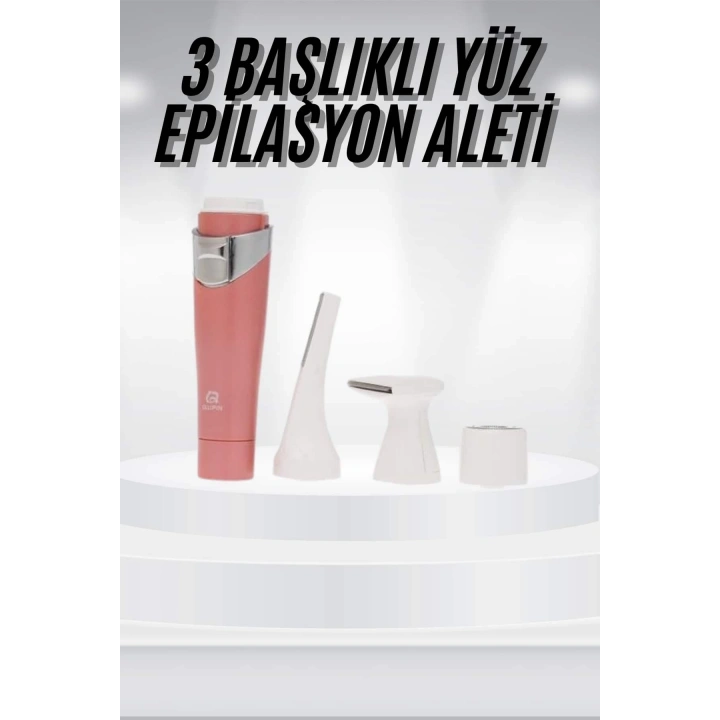 BFS 3 Başlıklı Yüz Kaş Epilasyon Aleti Değiştirilebilir Başlık Hassas Ciltlere Uygun
