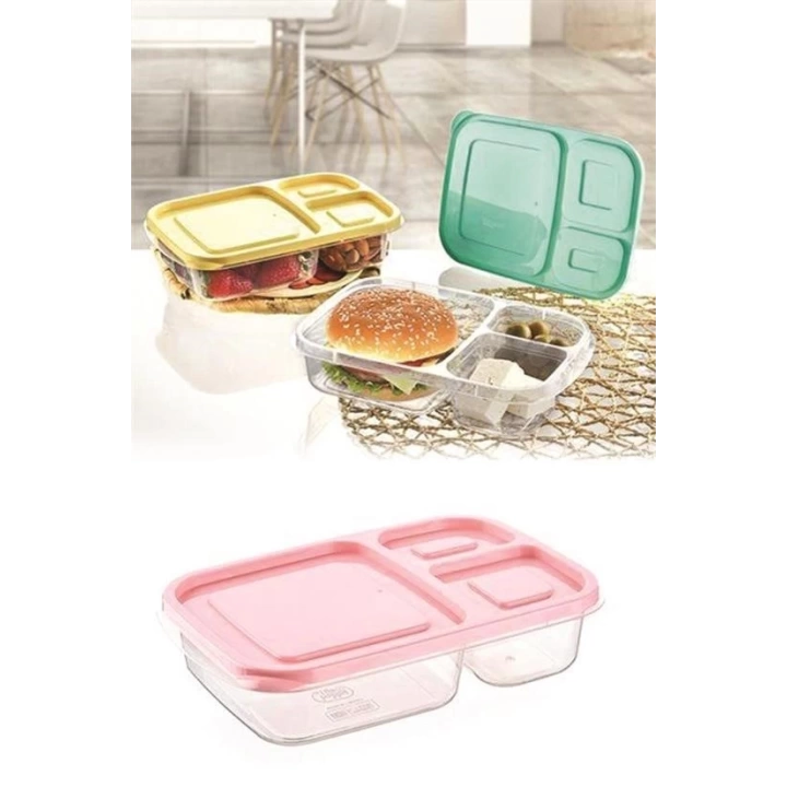 BFS  3 Bölmeli Sefer Tası Pratik Kolay Gıda Diyet Saklama Erzak Kabı