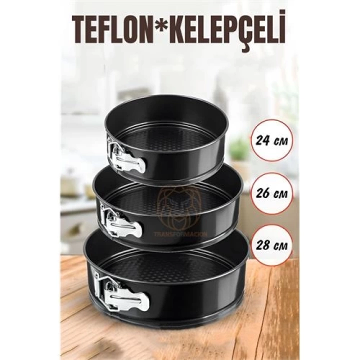 BFS 3 Boy Kelepçeli Kek Kalıbı 24-26-28 Cm Teflon