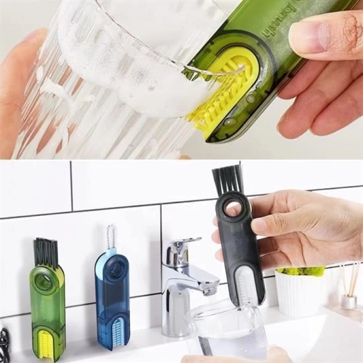 BFS    3 Fonksiyonlu Pratik Şişe Temizleme Fırçası Mutfak Banyo Araç İçin Çok Amaçlı Fırça