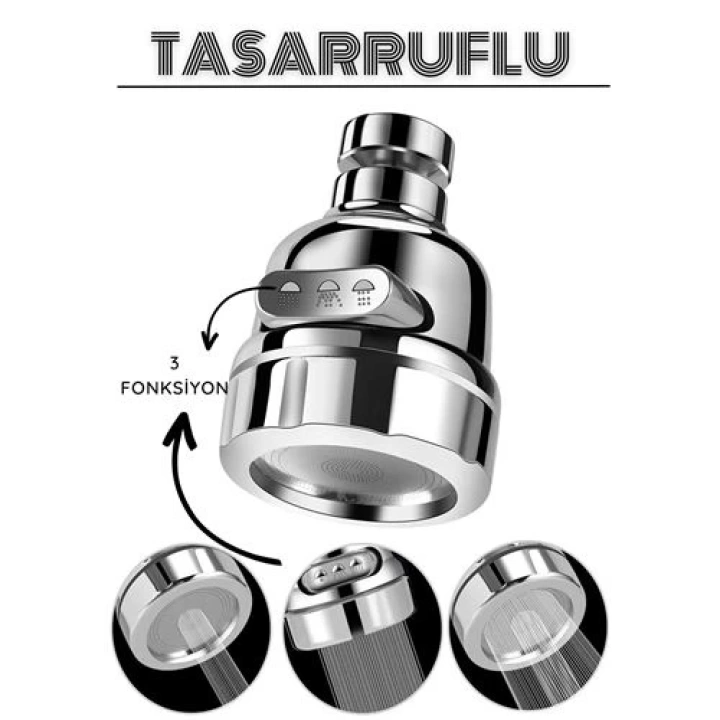 BFS  3 Fonksiyonlu Tasarruflu Musluk Başlığı Krom
