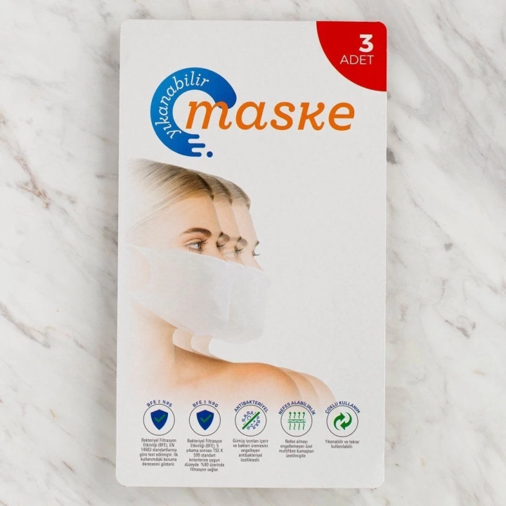 BFS  3 lü Paket Yıkanabilir Maske