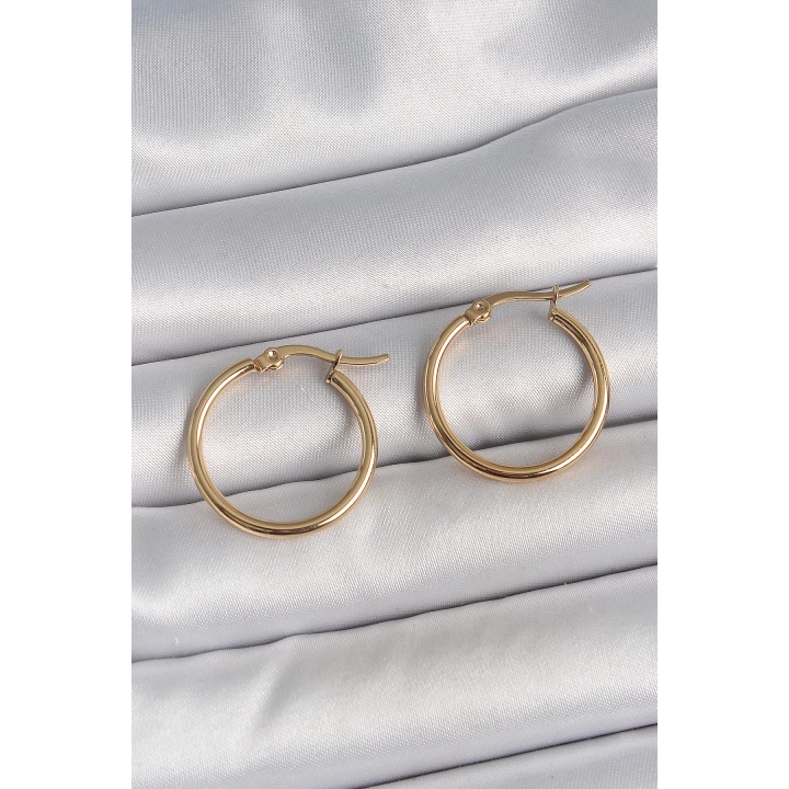 BFS 316 Çelik Gold Renk 22mm Kadın Halka Model Kadın Küpe