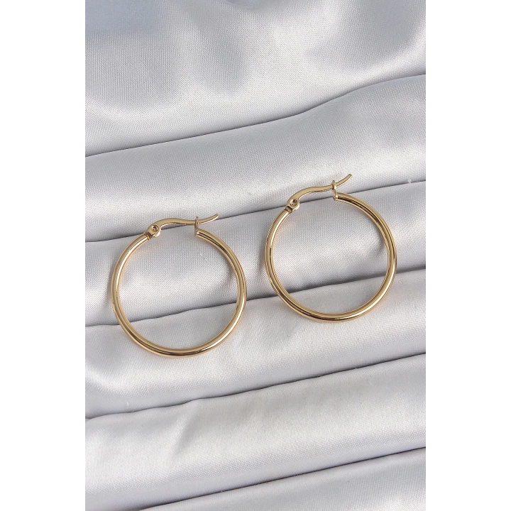 BFS 316 Çelik Gold Renk 27 mm Halka Model Kadın Küpe