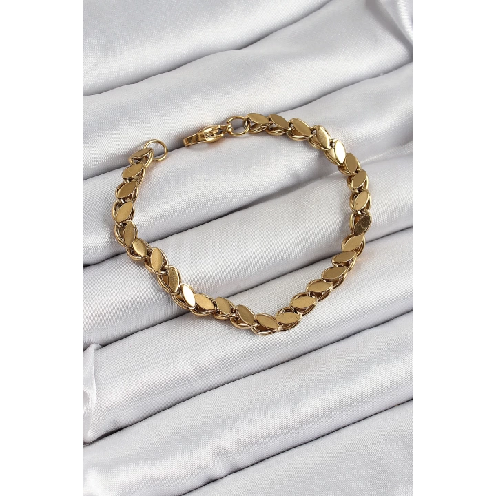 BFS 316L Çelik Arpa Model Gold Renk Kadın Bilekik