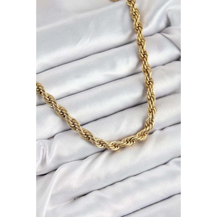 BFS 316L Çelik Burgu Model Gold Renk Kadın Kolye