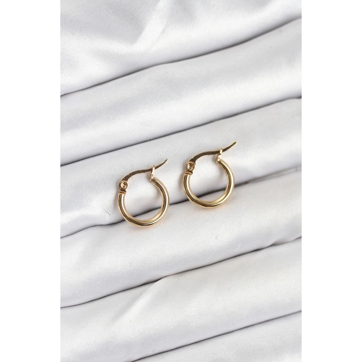 BFS 316L Çelik Gold Renk 12 mm Halka Kadın Küpe