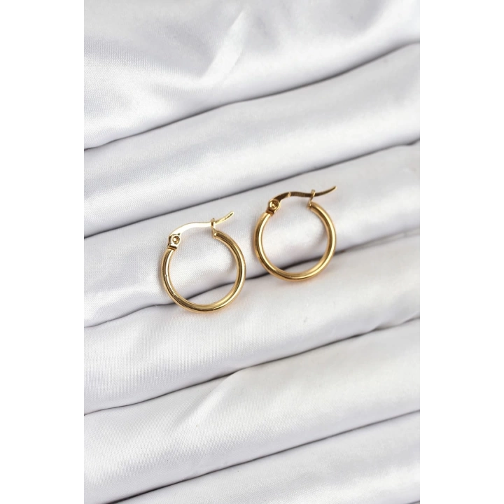 BFS 316L Çelik Gold Renk 15 mm Halka Kadın Küpe