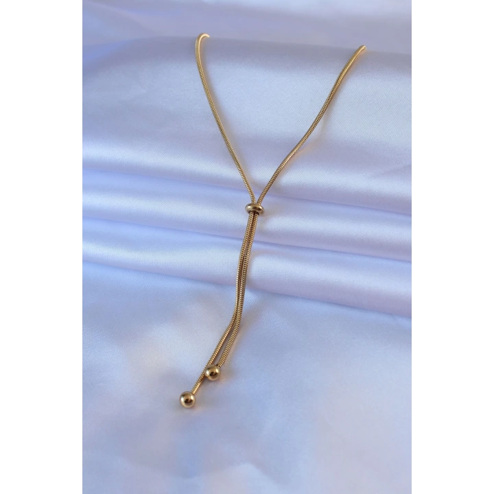 BFS 316L Çelik Gold Renk Asansör Model Kadın Kolye