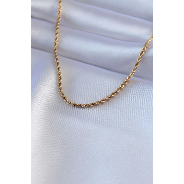 BFS 316L Çelik Gold Renk Burgu Model 45 cm Kadın Kolye