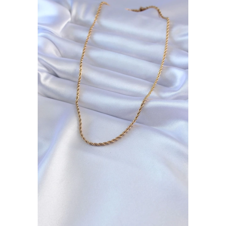 BFS 316L Çelik Gold Renk Burgu Model 45 cm Kadın Kolye