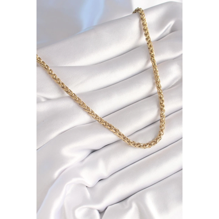 BFS 316L Çelik Gold Renk Burgu Zincir Model Kadın Kolye
