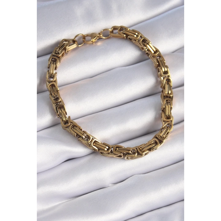 BFS 316L Çelik Gold Renk Kral Zincir Model Erkek Bileklik