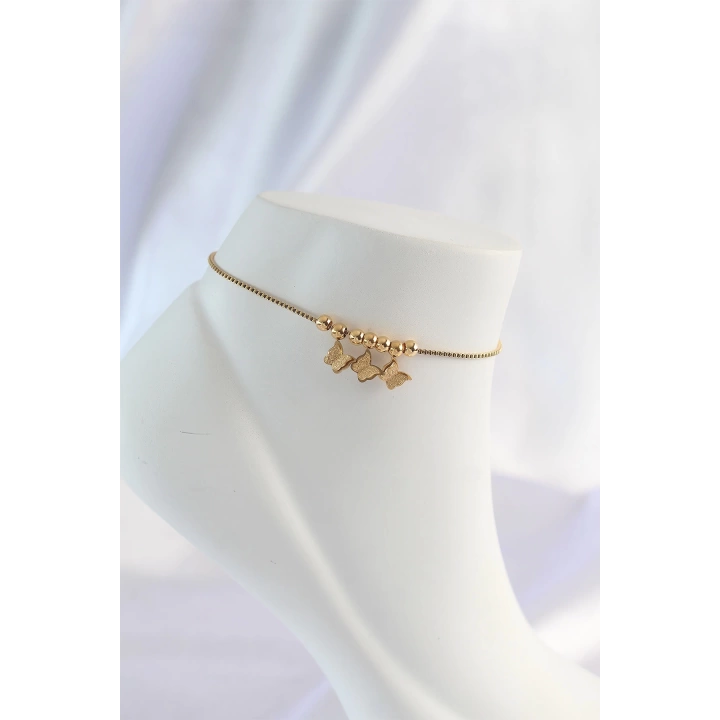 BFS 316L Çelik Gold Renk Minimal Kelebek Tasarımlı Halhal