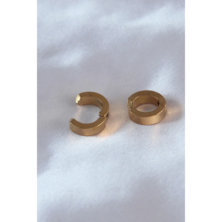BFS 316L Çelik Gold Renk Sıkıştırmalı Erkek Küpe