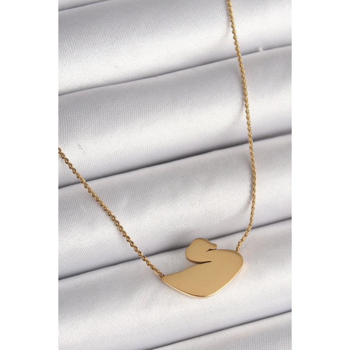 BFS 316L Çelik Gold Renk Zincir Kuğu Model Kadın Kolye