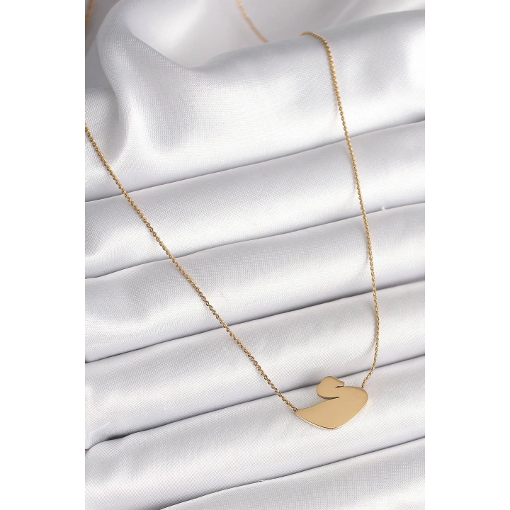 BFS 316L Çelik Gold Renk Zincir Kuğu Model Kadın Kolye