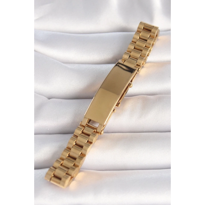 BFS 316L Çelik Gold Renk Zincir Künye Model Erkek Bileklik