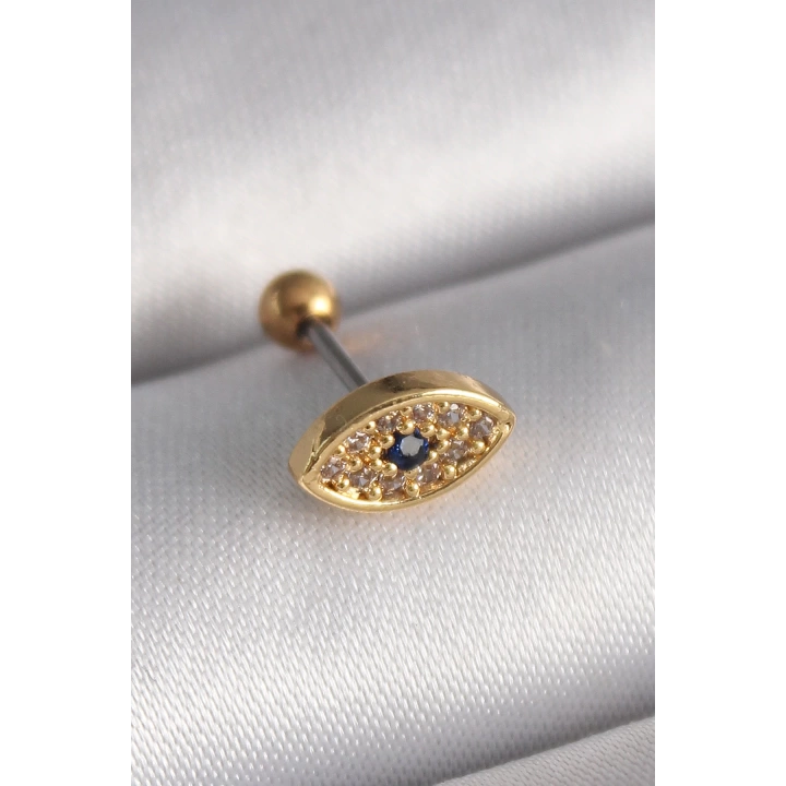 BFS 316L Çelik Gold Renk Zirkon Taşlı Göz Tragus Piercing