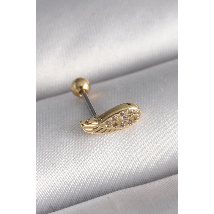 BFS 316L Çelik Gold Renk Zirkon Taşlı Kanat Tragus Piercing