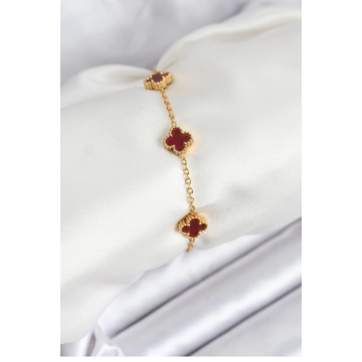 BFS 316L Çelik Gold Zincir Baby Boy Bordo Renk Bileklik