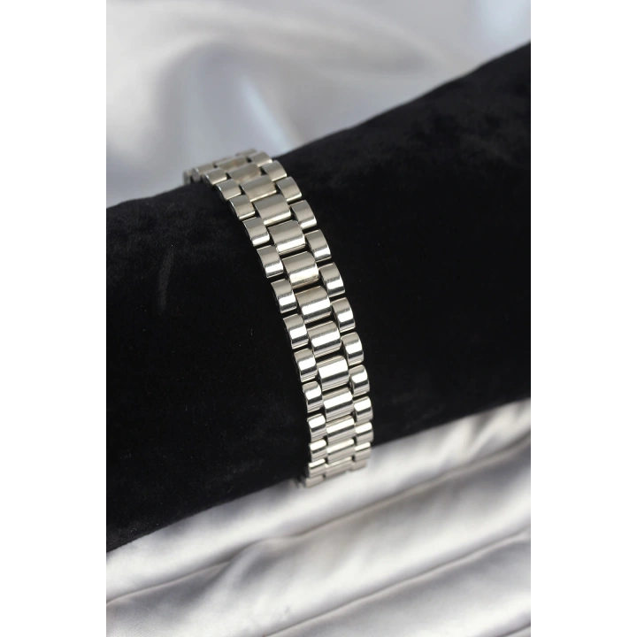 BFS 316L Çelik Gümüş Renk 12 mm Kalınlık Erkek Bileklik