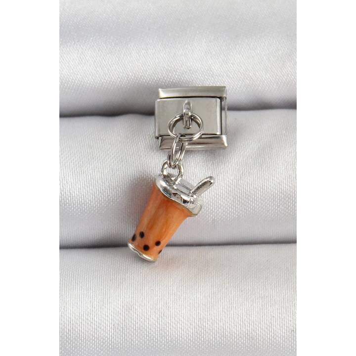 BFS 316L Çelik Gümüş Renk Bubble Tea Model Nomination Charm