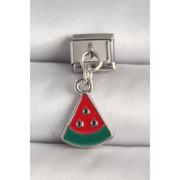 BFS 316L Çelik Gümüş Renk Karpuz Dilim Model Nomination Charm