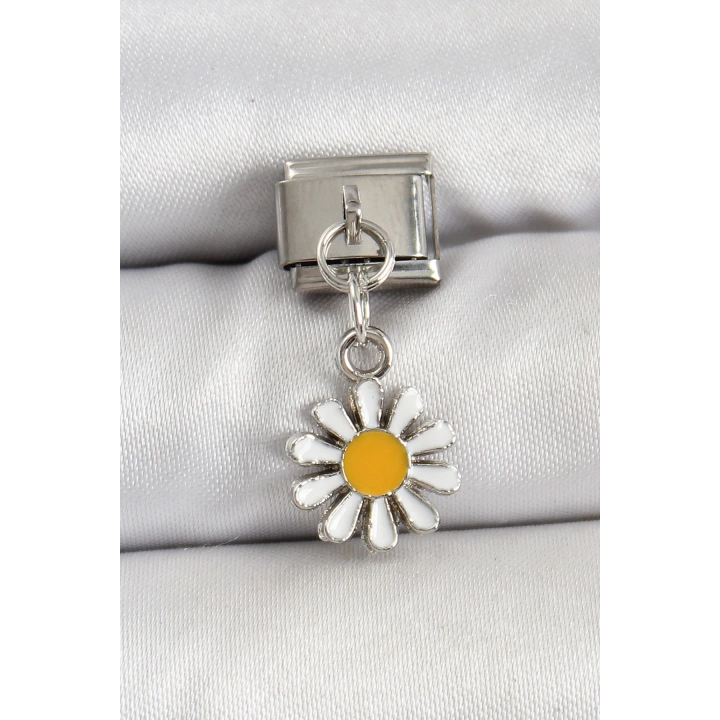 BFS 316L Çelik Gümüş Renk Papatya Model Nomination Charm