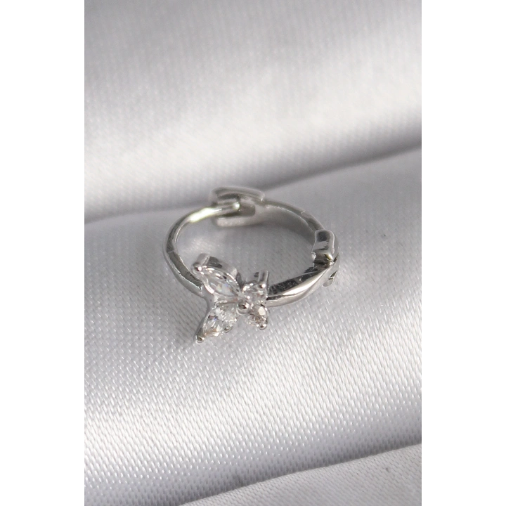 BFS 316L Çelik Gümüş Renk Zirkon Taşlı Kelebek Model Tragus Piercing