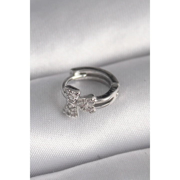 BFS 316L Çelik Gümüş Renk Zirkon Taşlı Kurdele Model Tragus Piercing