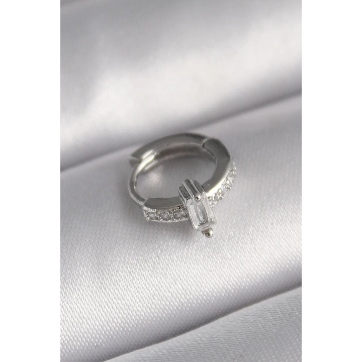 BFS 316L Çelik Gümüş Renk Zirkon Taşlı Tragus Piercing