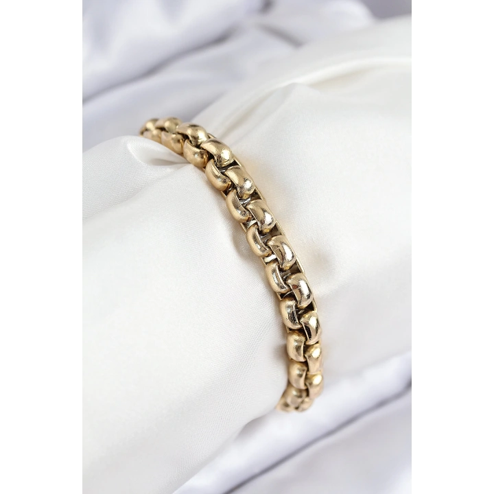 BFS 316L Çelik Halat Zincir Model Gold Renk Kadın Bileklik
