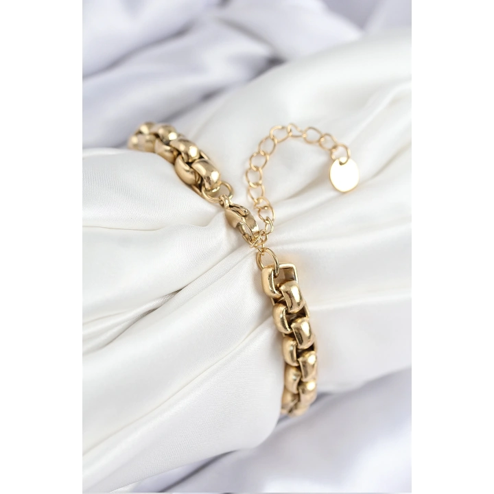 BFS 316L Çelik Halat Zincir Model Gold Renk Kadın Bileklik