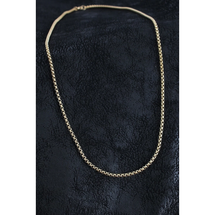 BFS 316L Çelik Örme Zincir Model Gold Renk Erkek Kolye