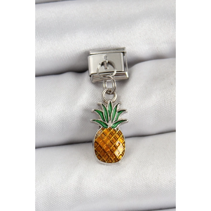 BFS 316L Çelik Sallantılı Ananas Model Gümüş Renk Nomination Charm