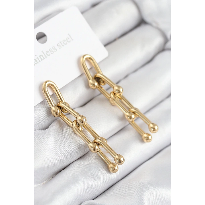 BFS 316L Çelik Sallantılı Tifany Model Gold Renk Kadın Küpe