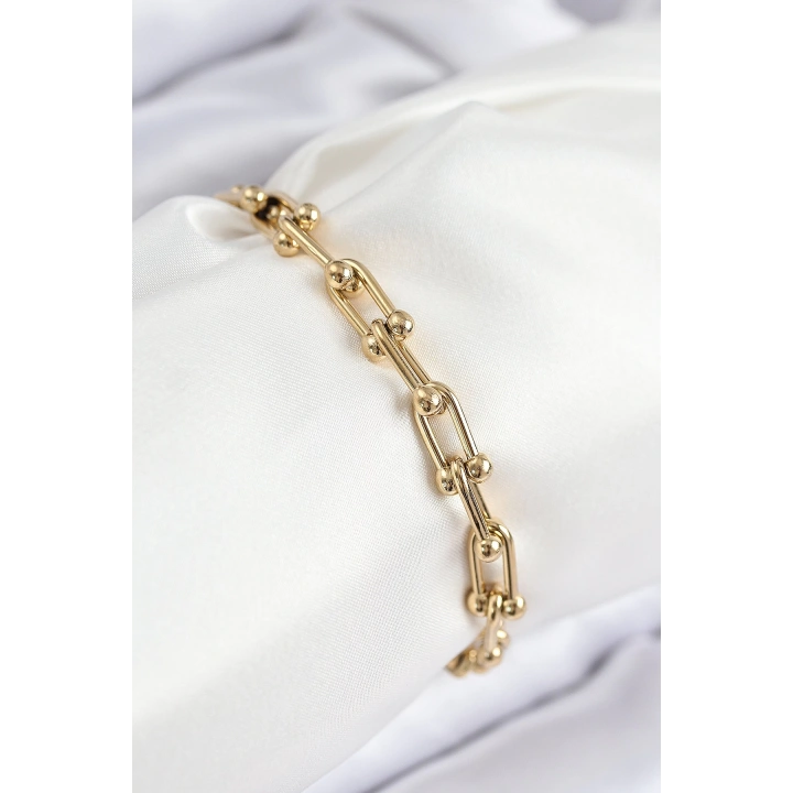 BFS 316L Çelik Tifany Zincir Model Gold Renk Kadın Bileklik