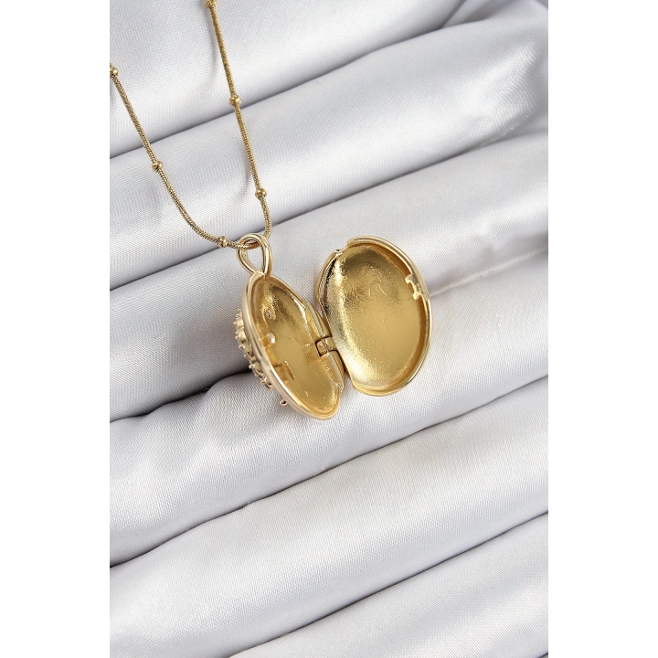 BFS 316L Çelik Zincir Açılabilir Anka Kuşu Model Zirkon Taşlı Gold Renk Kadın Kolye