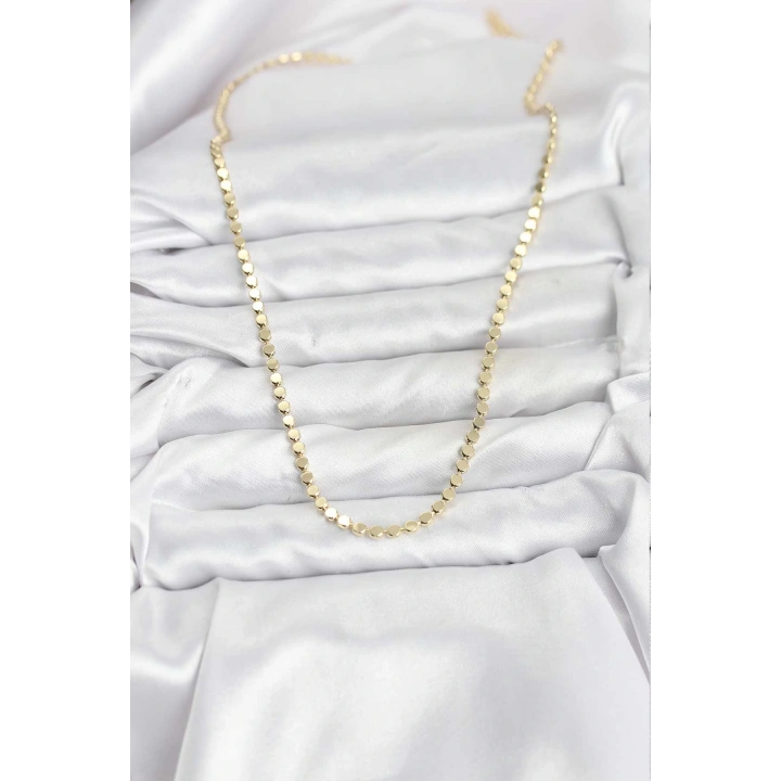 BFS 316L Çelik Zincir Gold Renk Ezme Zincir Model 65 cm Kadın Kolye