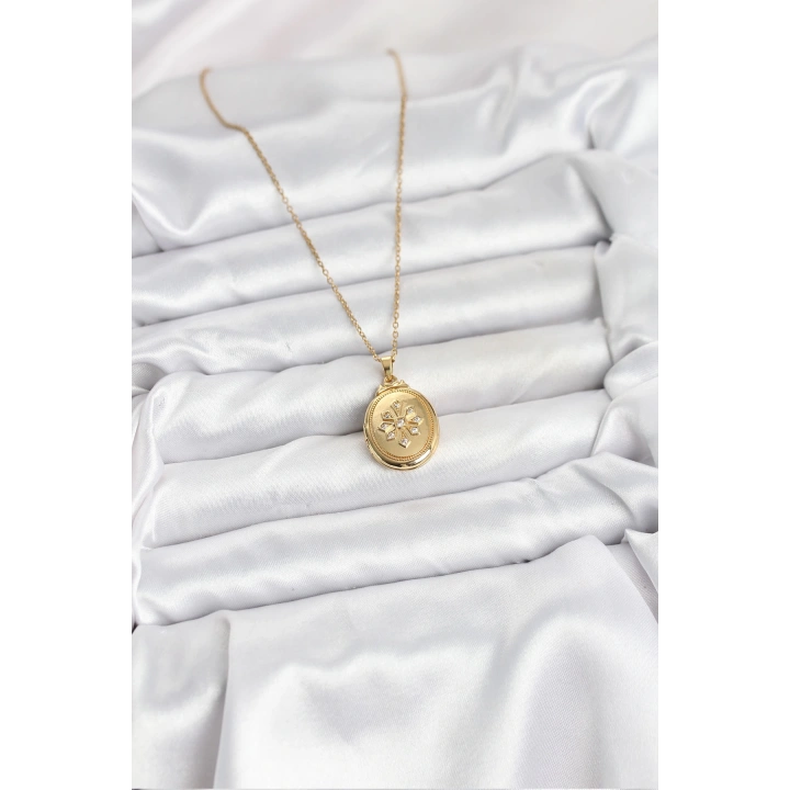 BFS 316L Çelik Zincir Gold Renk Kapaklı Açılabilir Model Kadın Kolye